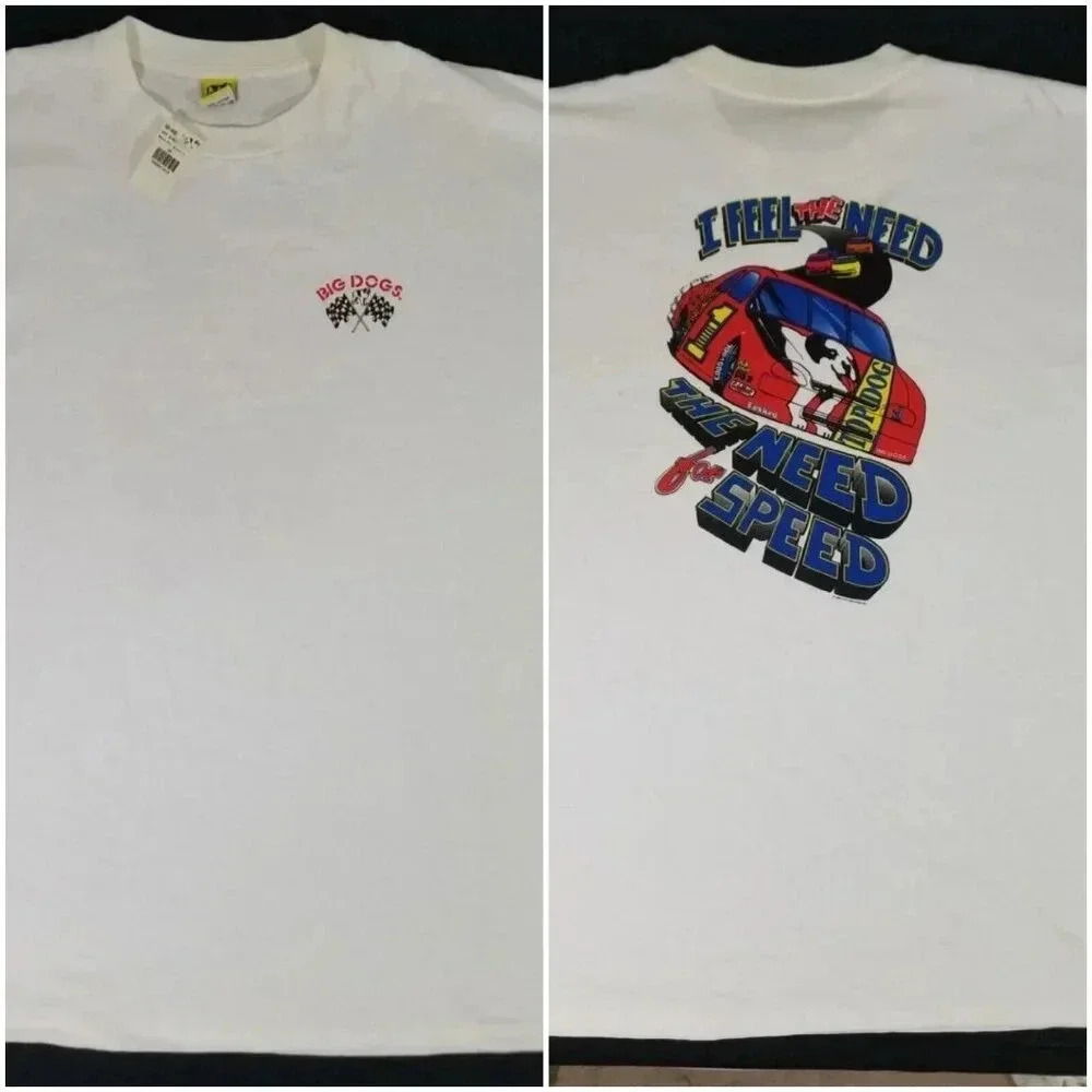 Vintage BIG DOGS I Feel The Need For Speed Racing T-Shirt 1995 Deadstock Mens 3X